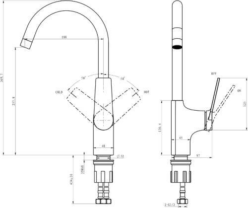 Смеситель для кухни STWORKI HDA5708XH2 в Донецке