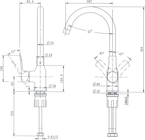 Смеситель для кухни STWORKI HWX0603-P01BK в Донецке